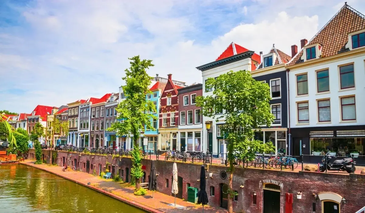 Canal houses along the Oudegracht in Utrecht, Netherlands